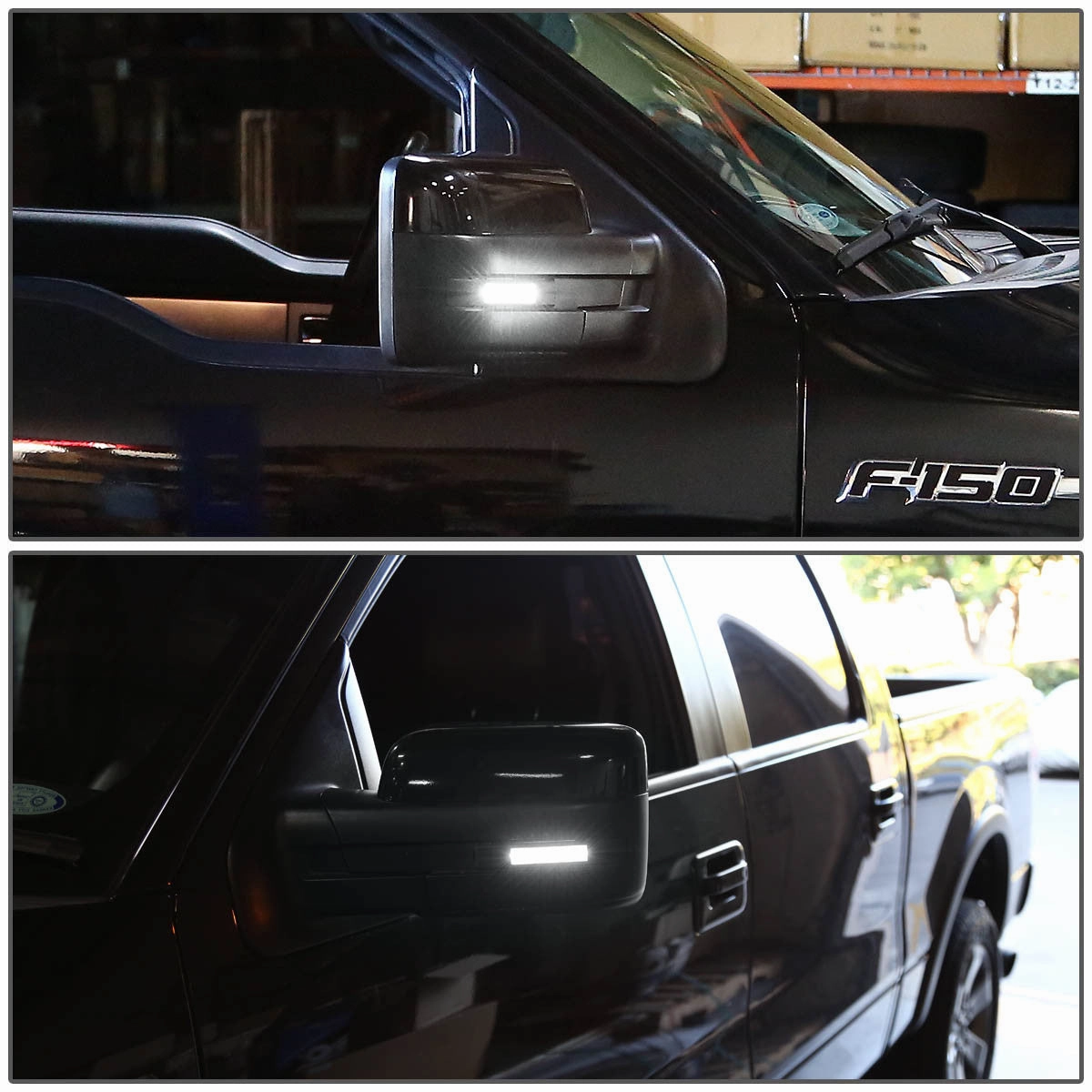 09-14 Ford F150 Smoked Housing Side Mirror Turn Signal Lights - White LED