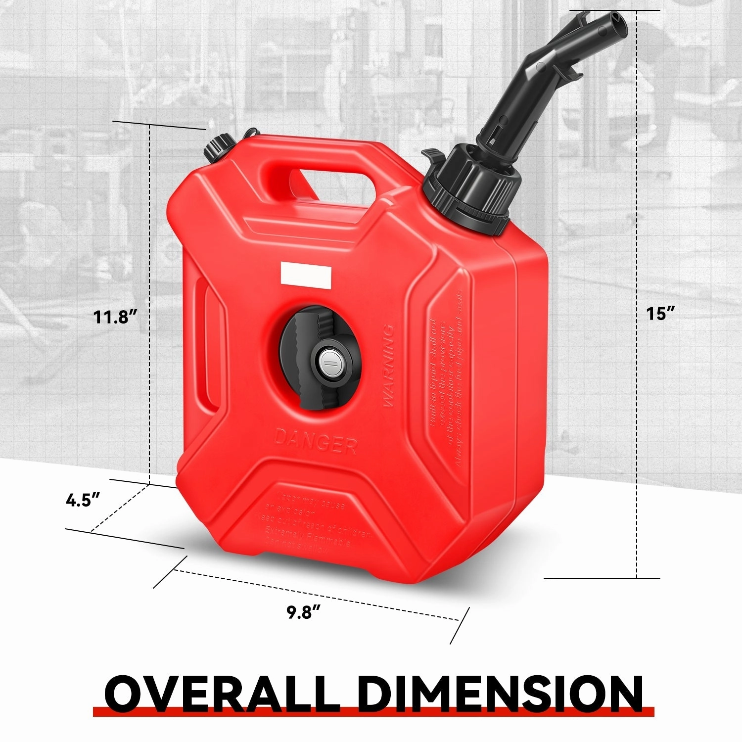 1.3 Gallon 5L Fuel Oil Gas Tank <br> 9.8 x 4.5 x 11.8 in.