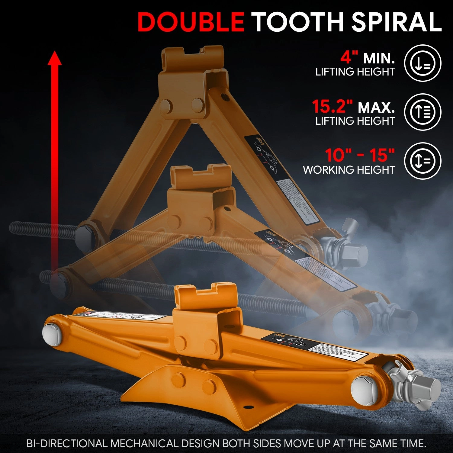 1.5 Ton (3306 lbs) Scissor Lift Jack W/Ratchet Wrench <br> Lifting Height Range 4 in-15.2 in