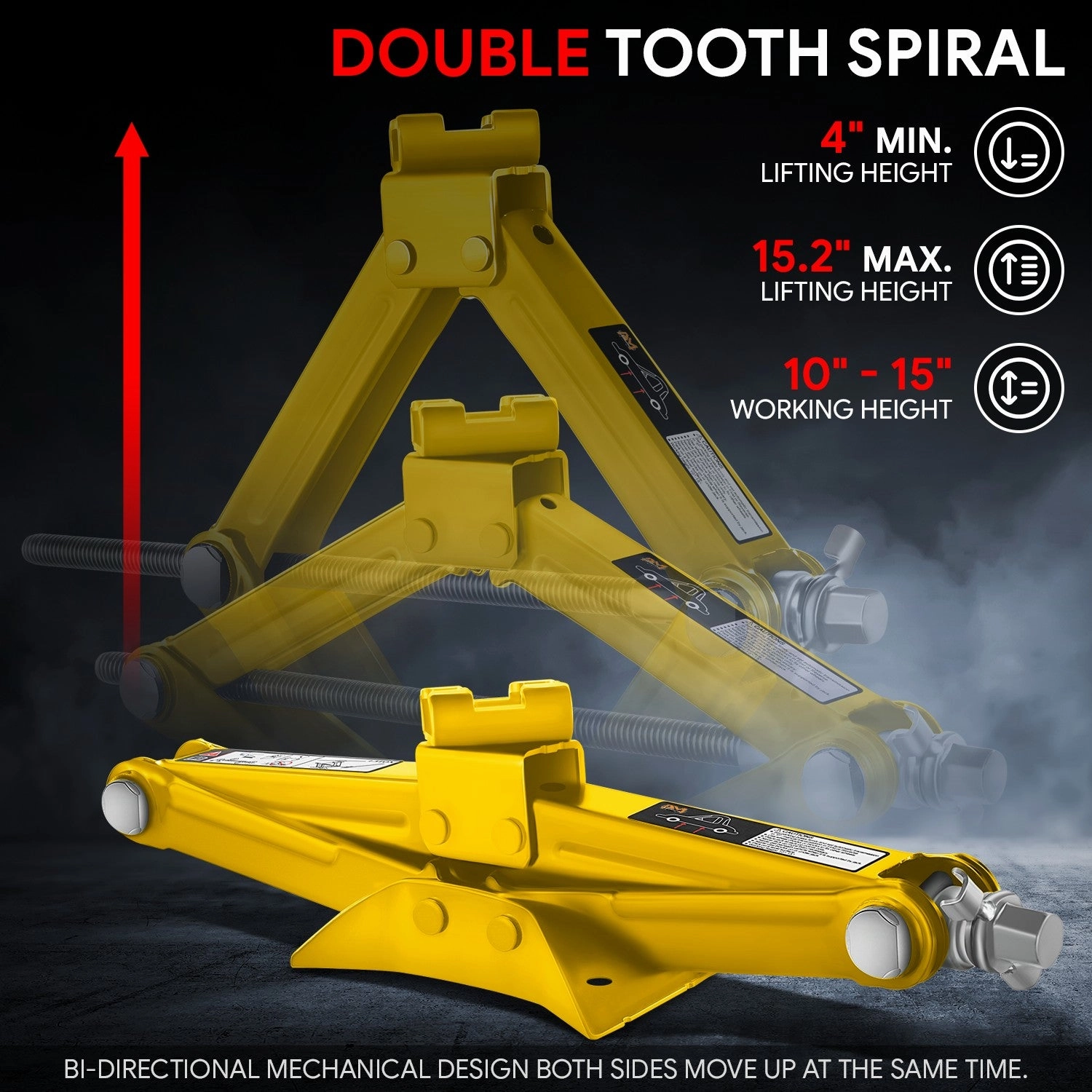1.5 Ton (3306 lbs) Scissor Lift Jack W/Ratchet Wrench <br> Lifting Height Range 4 in-15.2 in