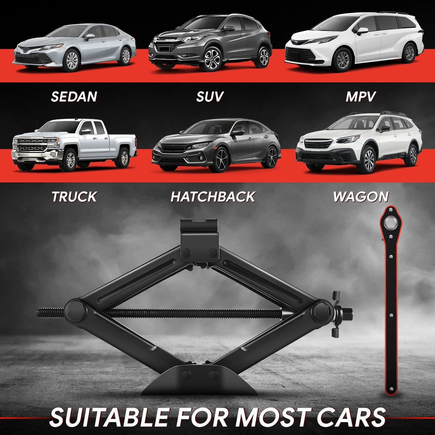 1.5 Ton Scissor Lift Jack [A Variety of color options] <br> W/ Ratchet Wrench