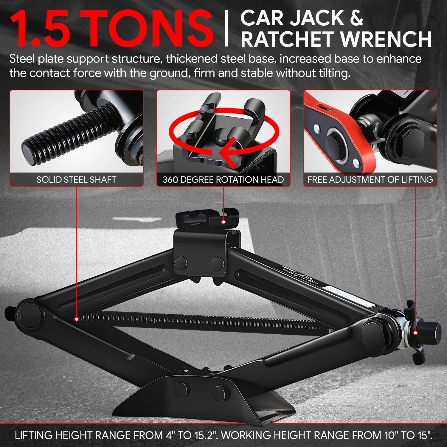 1.5 Ton Scissor Lift Jack [A Variety of color options] <br> W/ Ratchet Wrench