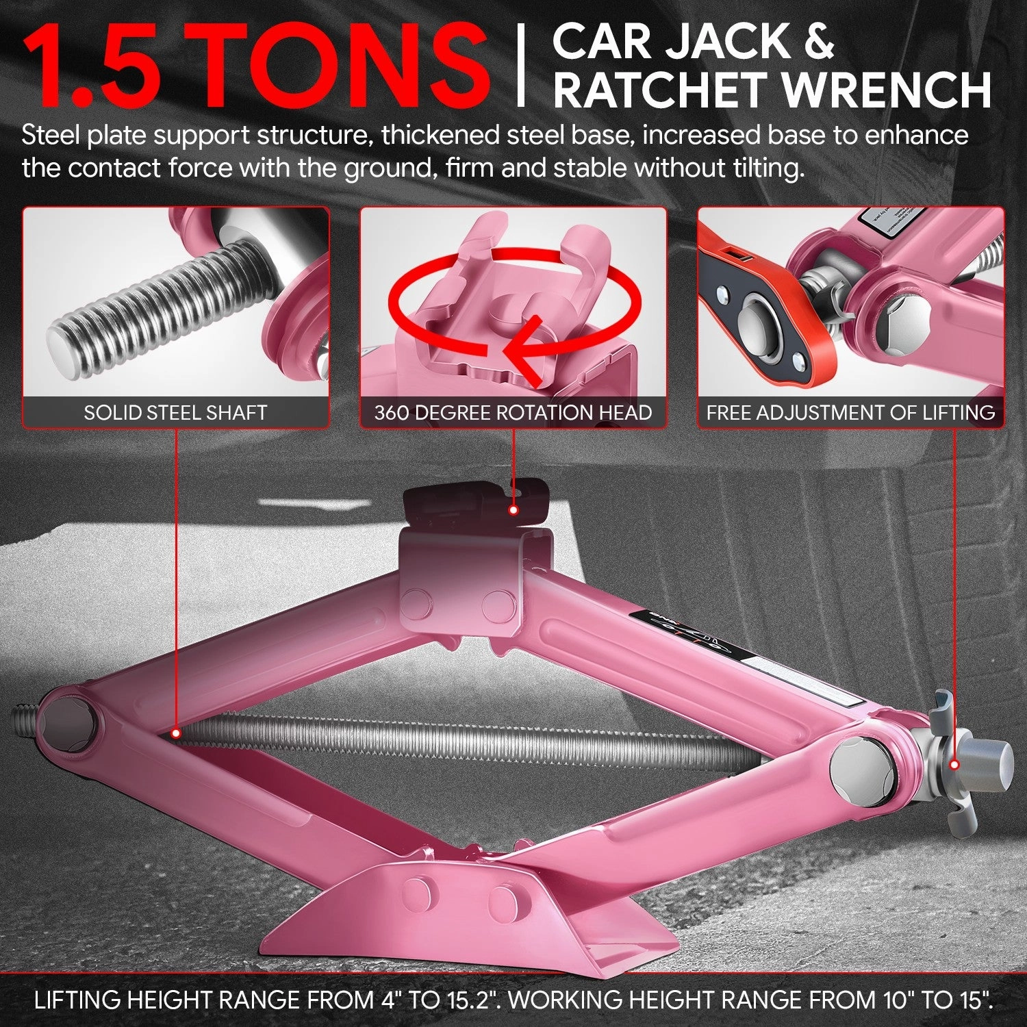 1.5 Ton Scissor Lift Jack [A Variety of color options] <br> W/ Ratchet Wrench
