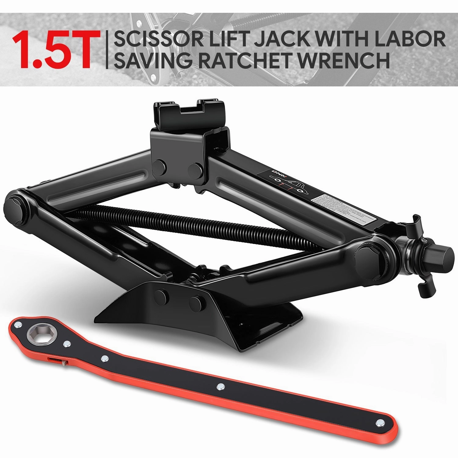 1.5 Ton Scissor Lift Jack [A Variety of color options] <br> W/ Ratchet Wrench