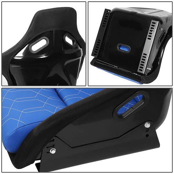 1 Piece Large Blue Cushion Fiber Glass Bucket Racing Seat <br>Universal
