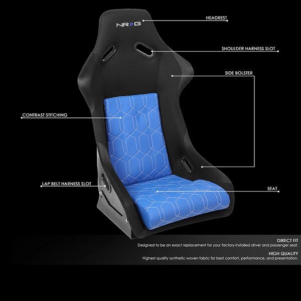 1 Piece Large Blue Cushion Fiber Glass Bucket Racing Seat <br>Universal