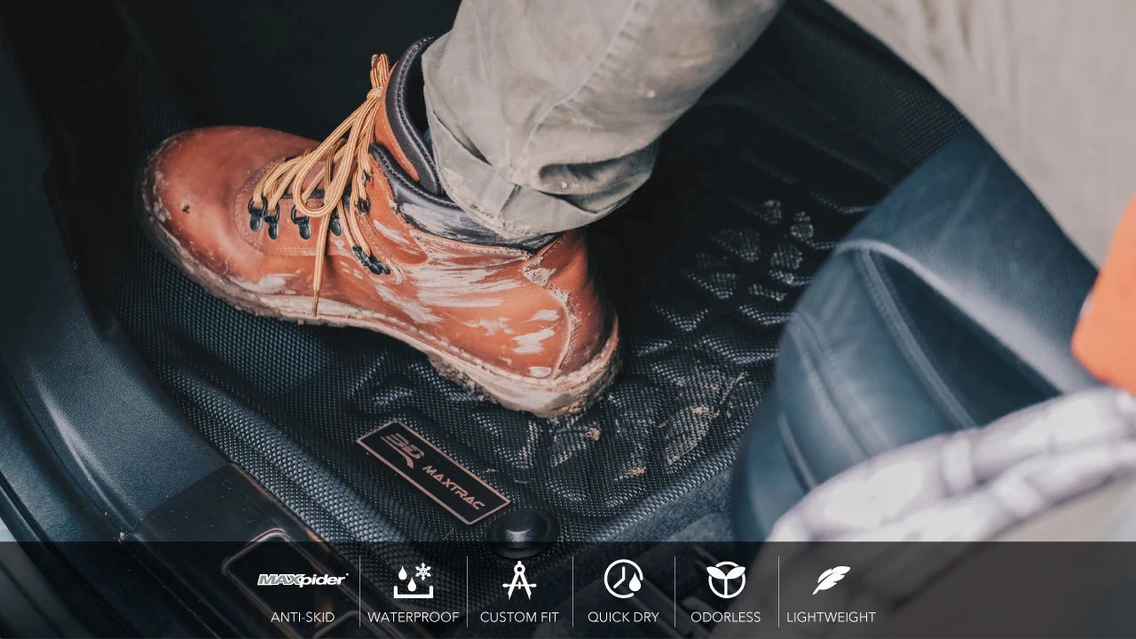 3D MAXpider Floor Mats Dodge Ram 1500 Quad Cab (2019-2024) All-Weather Maxtrac Series - Complete Set