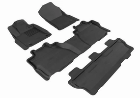 3D MAXpider Floor Mats Toyota Sequoia 2nd Gen (12-21) All-Weather Kagu Series Black - Front / Second / Third Row