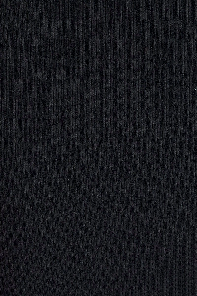 Black Knit Dress High Neck Sleeveless Midi