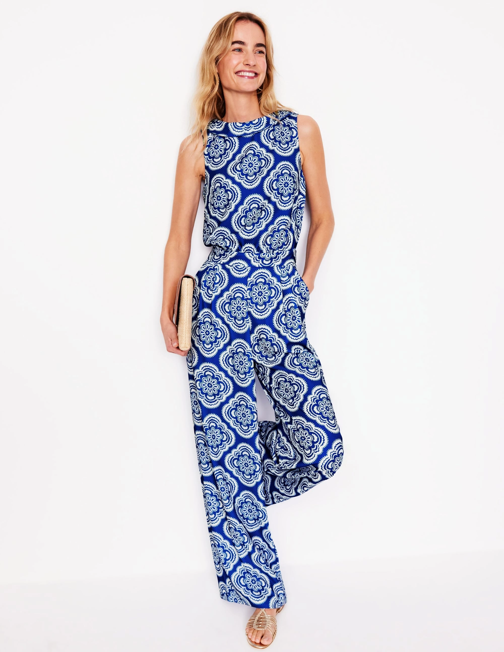 Clarissa Jumpsuit-Gallery Blue. Botanic Blush