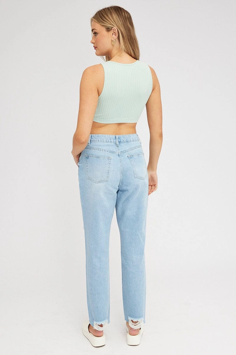 Denim Mom Jean High Rise Ripped