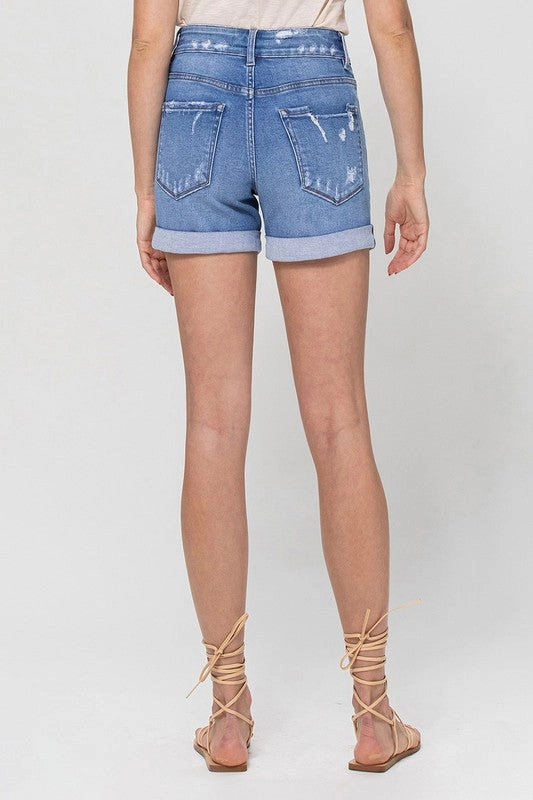 Double Button High Rise Shorts with Double Cuff | Vervet Final Sale