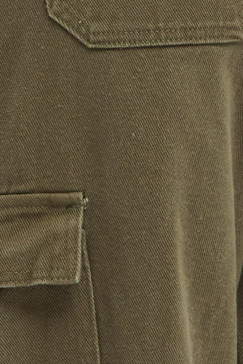 Green Cargo Denim Jeans High Rise