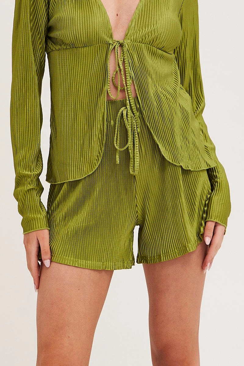 Green High Waist Shorts