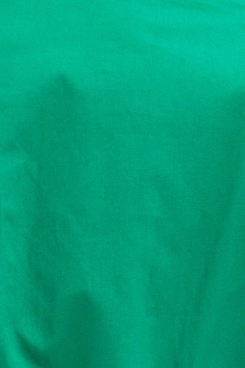 Green Shirt Short Sleeve Collared Gathered Bust