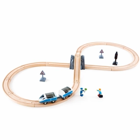 Hape Figure-8 Express Wooden Train Set - Vibrant Travel Adventure