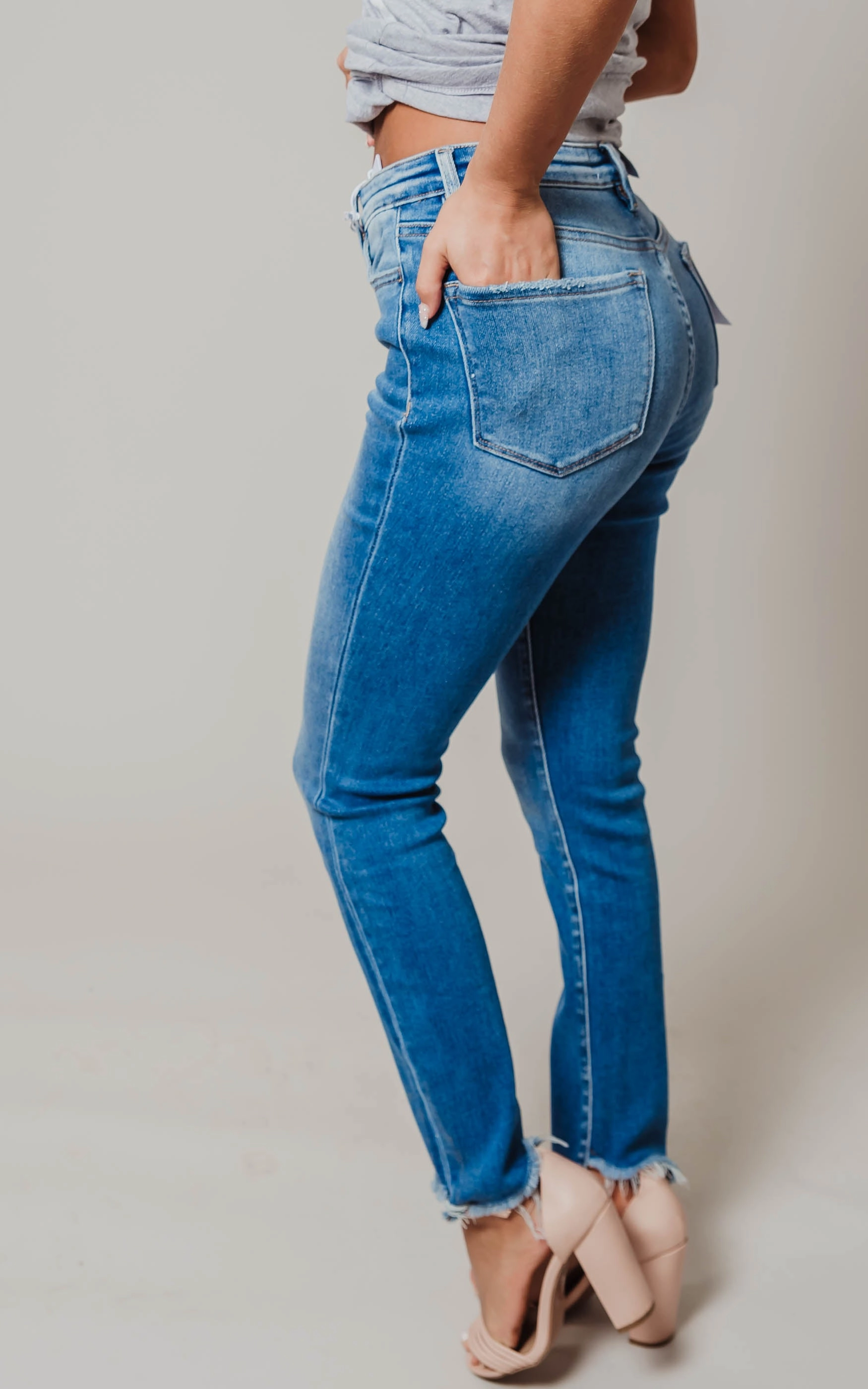 High Rise Raw Hem Skinny Jean - Vervet | FINAL SALE