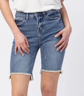 Judy Blue High Rise Cut-Off Bermuda Jean Short