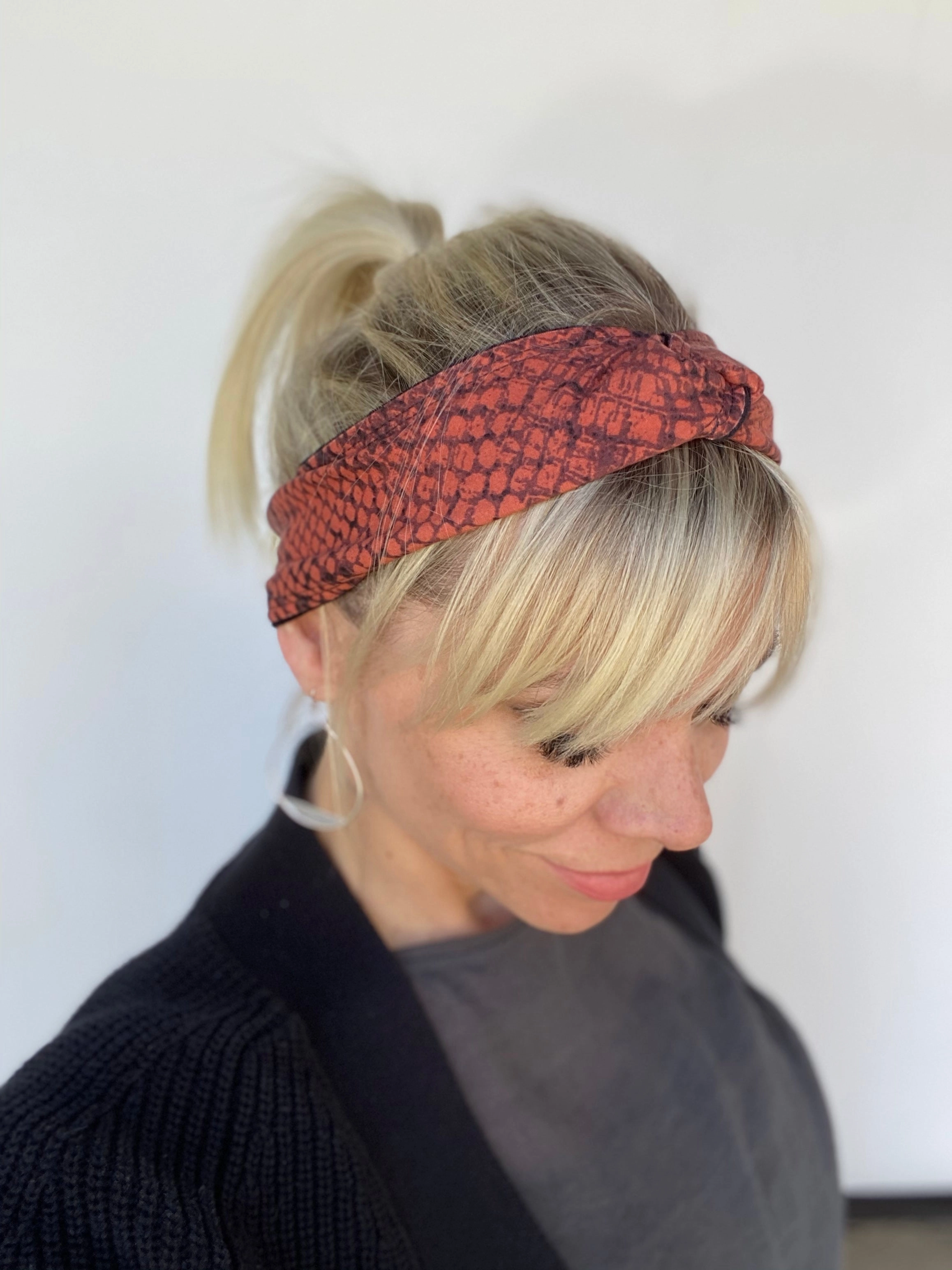 Knotted Snakeskin Print Headband