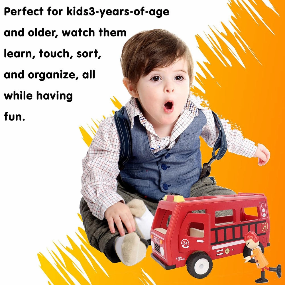 LEO & FRIENDS Wooden Fire Truck Adventure Playset - 3 Pieces