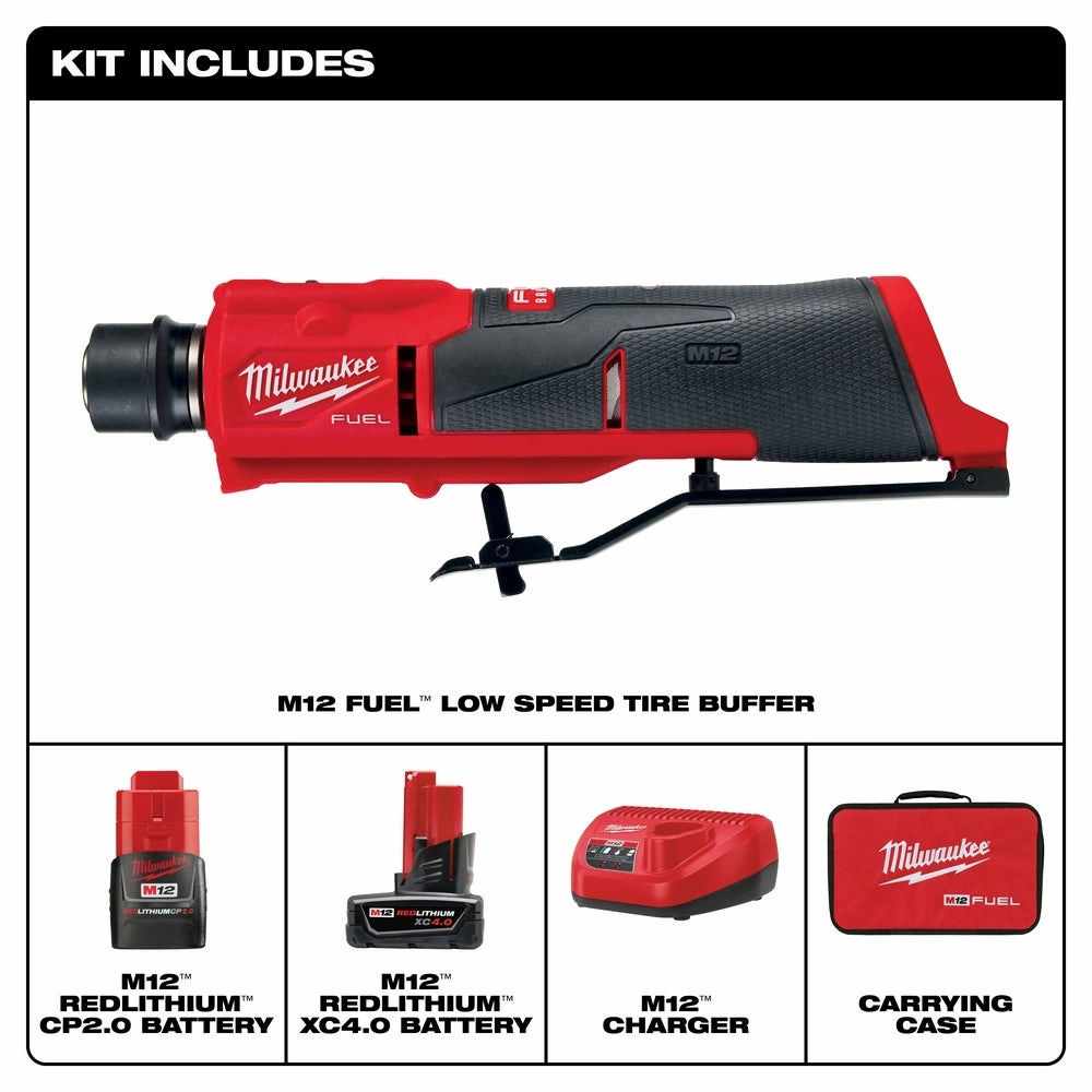 Milwaukee 2409-22 M12 FUEL 12V Brushless Li-Ion Low Speed Tire Buffer Kit