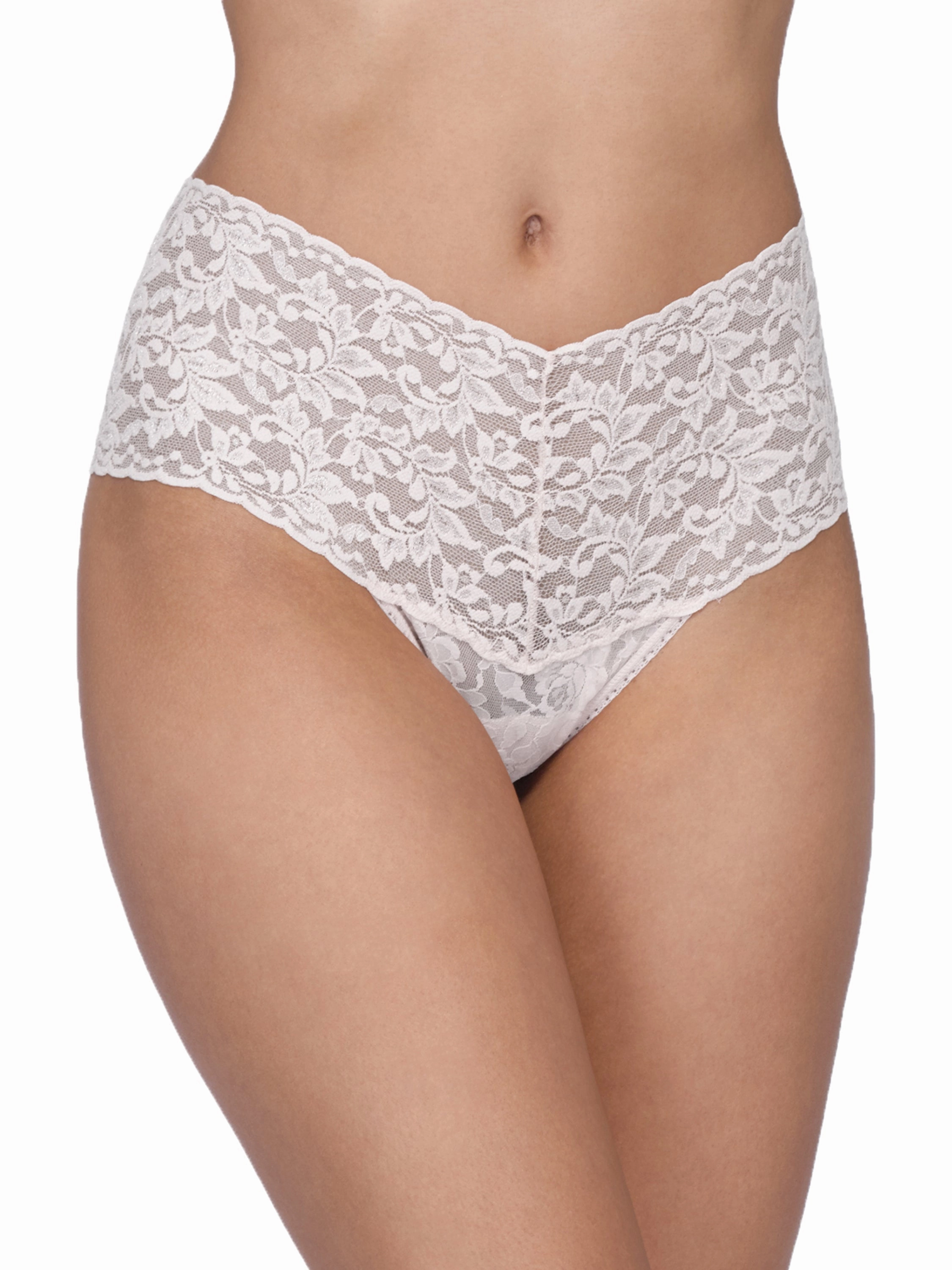 Retro Lace Thong White