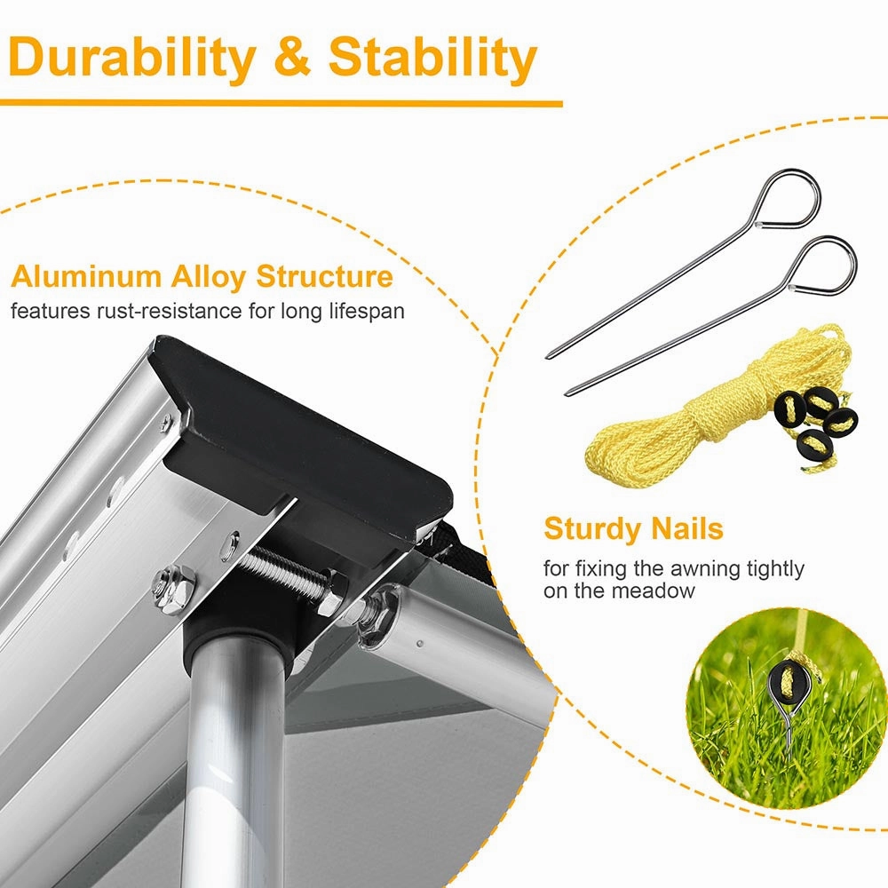 TheLAShop Car Awning 4' 7" x 6' 7" Rear Side Roof Rack Awning Shade