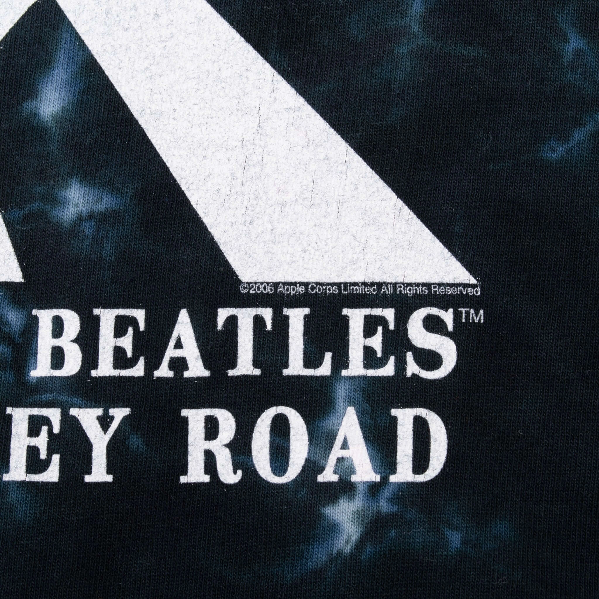 VINTAGE THE BEATLES ABBEY ROAD 2006 TIE DYE LIQUID BLUE TEE SHIRT LARGE MADE USA