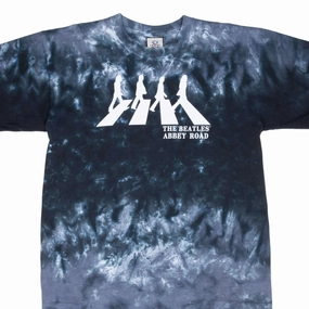 VINTAGE THE BEATLES ABBEY ROAD 2006 TIE DYE LIQUID BLUE TEE SHIRT LARGE MADE USA