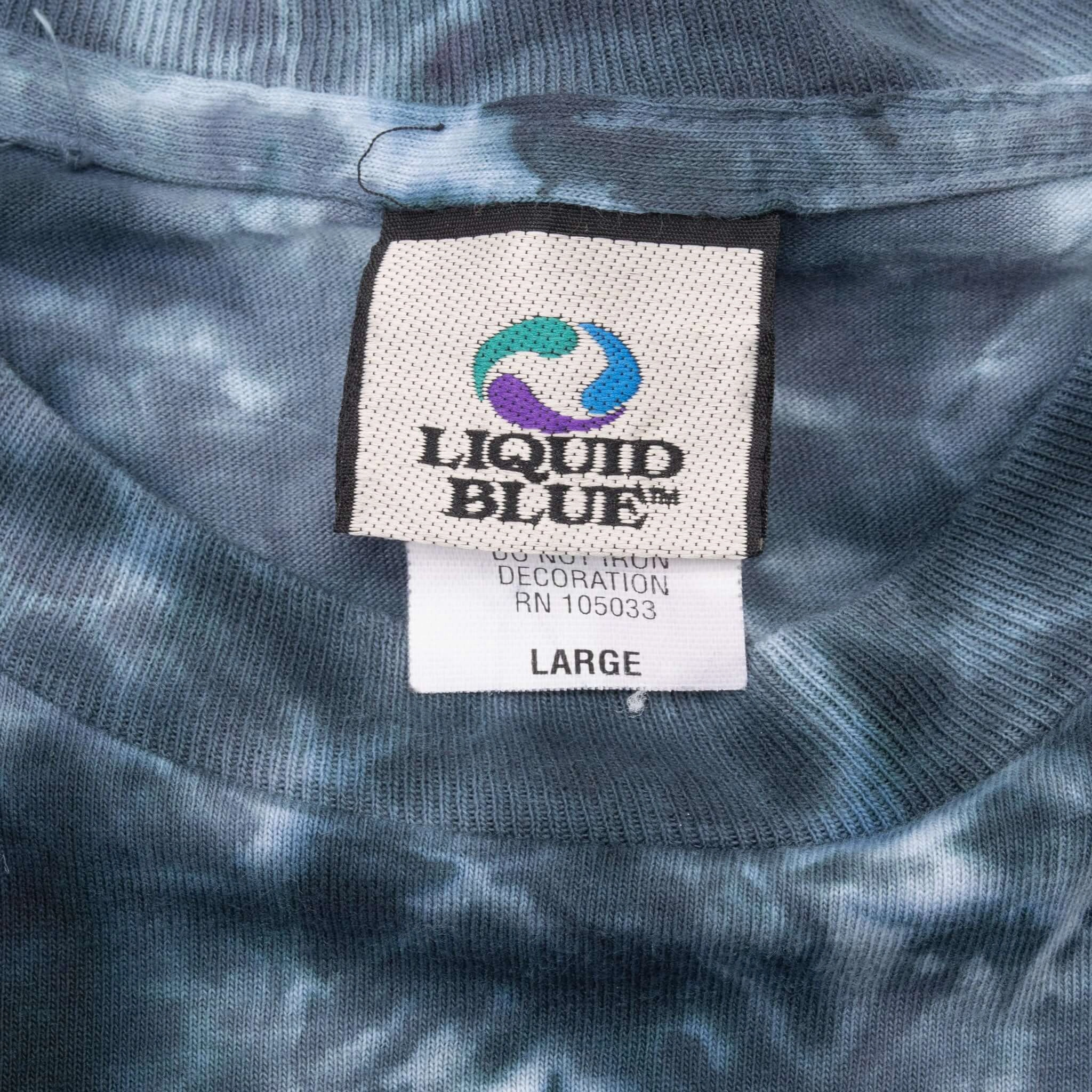 VINTAGE THE BEATLES ABBEY ROAD 2006 TIE DYE LIQUID BLUE TEE SHIRT LARGE MADE USA