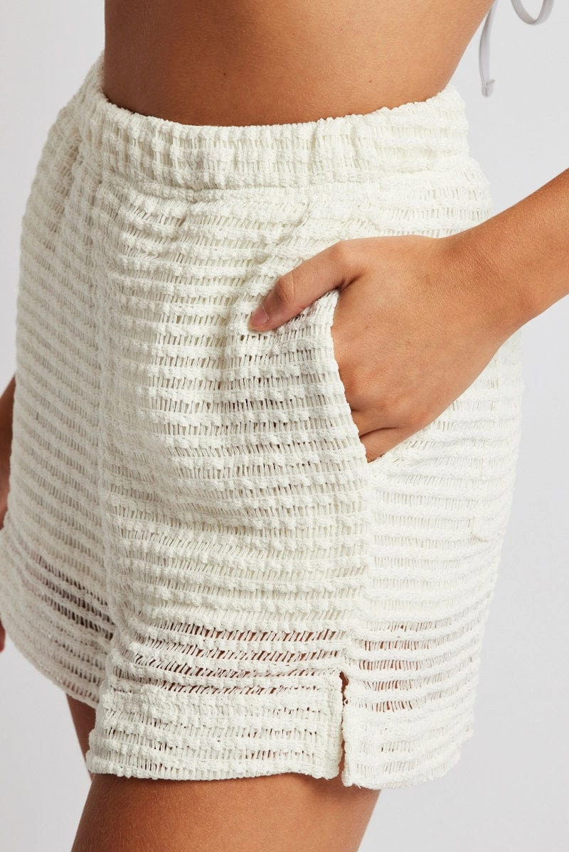 White Relaxed Shorts High Rise